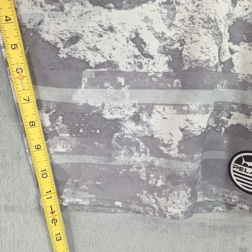 Pelagic Board Shorts Mens 38 Gray Camo Argonaut Fishing Swim Trunks Performance